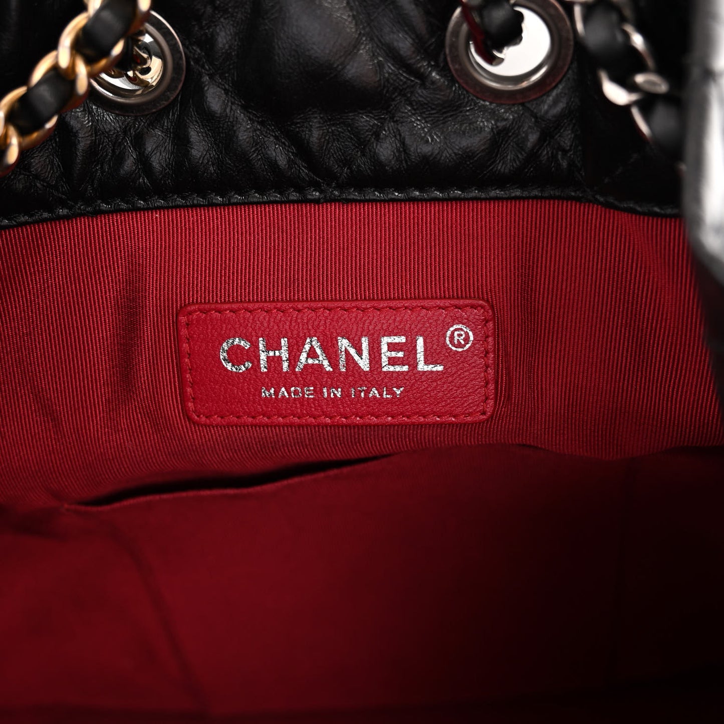 Aged Calfskin Quilted Gabrielle Backpack Black