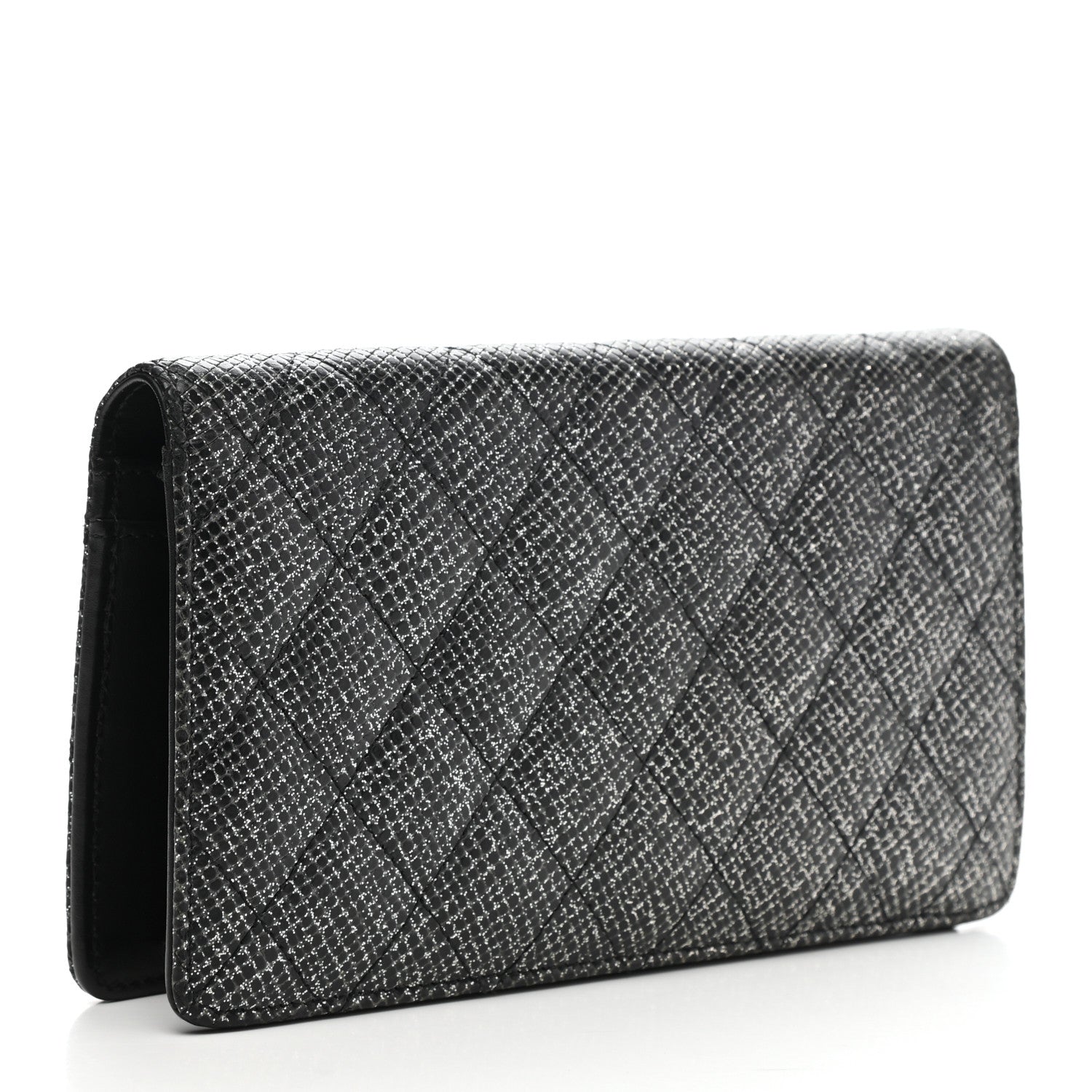 Chanel Glittered Calfskin Quilted Yen Wallet Black 3 of 10