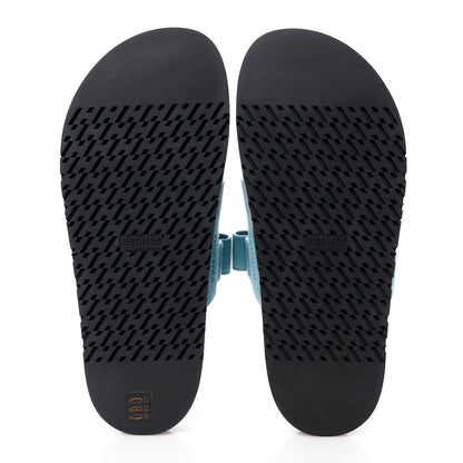Hermes Suede Goatskin Womens Chypre Sandals 39 Bleu Mineral 5 of 9
