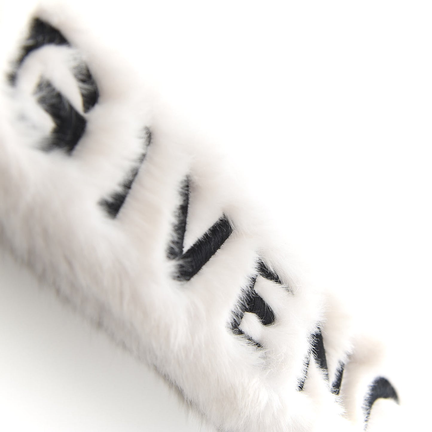 Faux Fur Logo Bag Strap White
