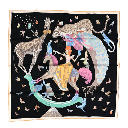 Hermes Silk Story Scarf 90 Marron Black Jaune Multicolor 1 of 4