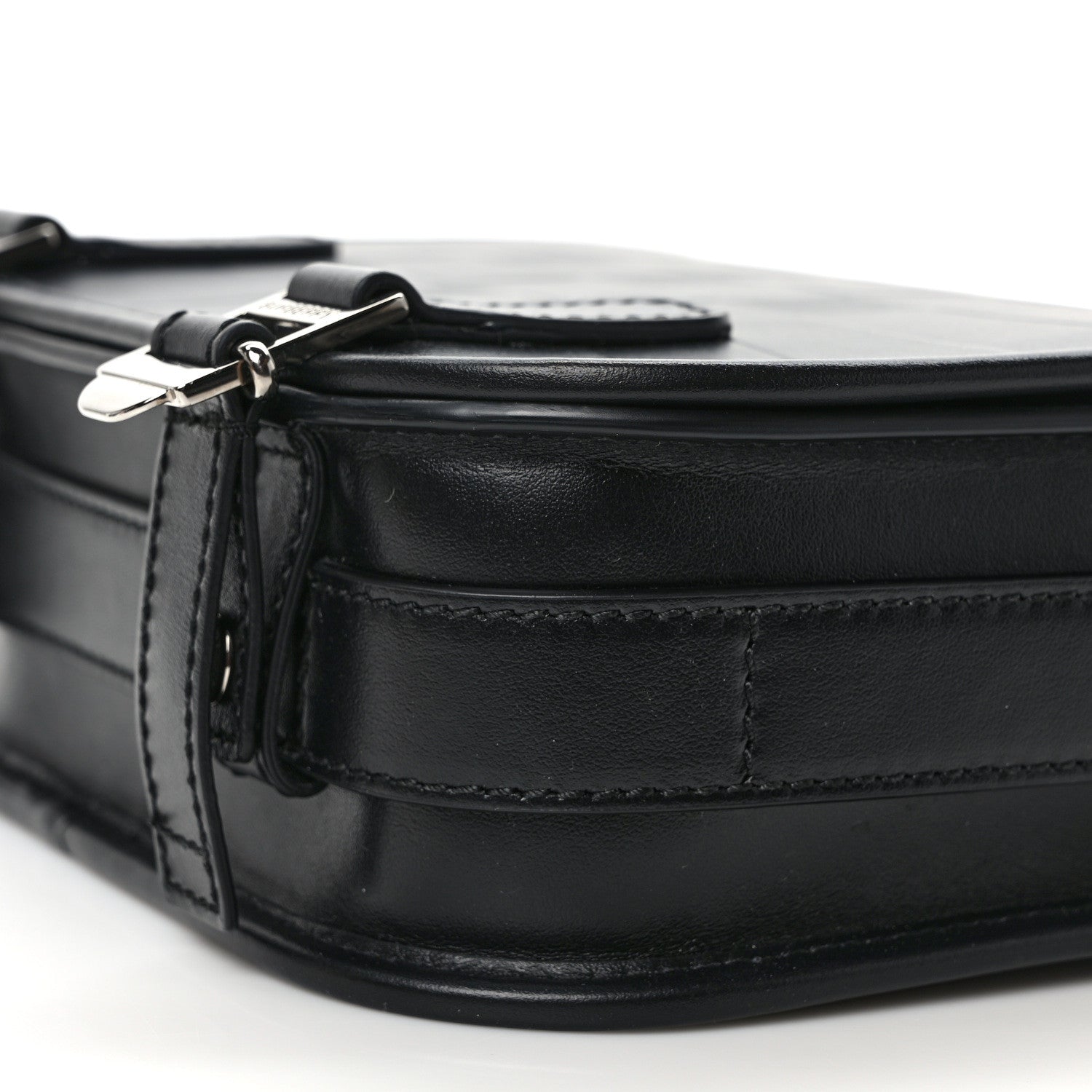 Burberry Calfskin Embossed Check Messenger Bag Black 8 of 8