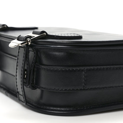 Burberry Calfskin Embossed Check Messenger Bag Black 8 of 8