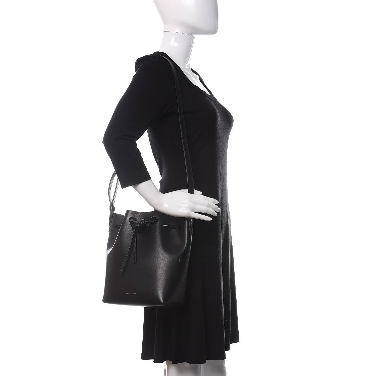 Mansur Gavriel Vegetable Tanned Calfskin Mini Bucket Bag Black Flamma 2 of 12