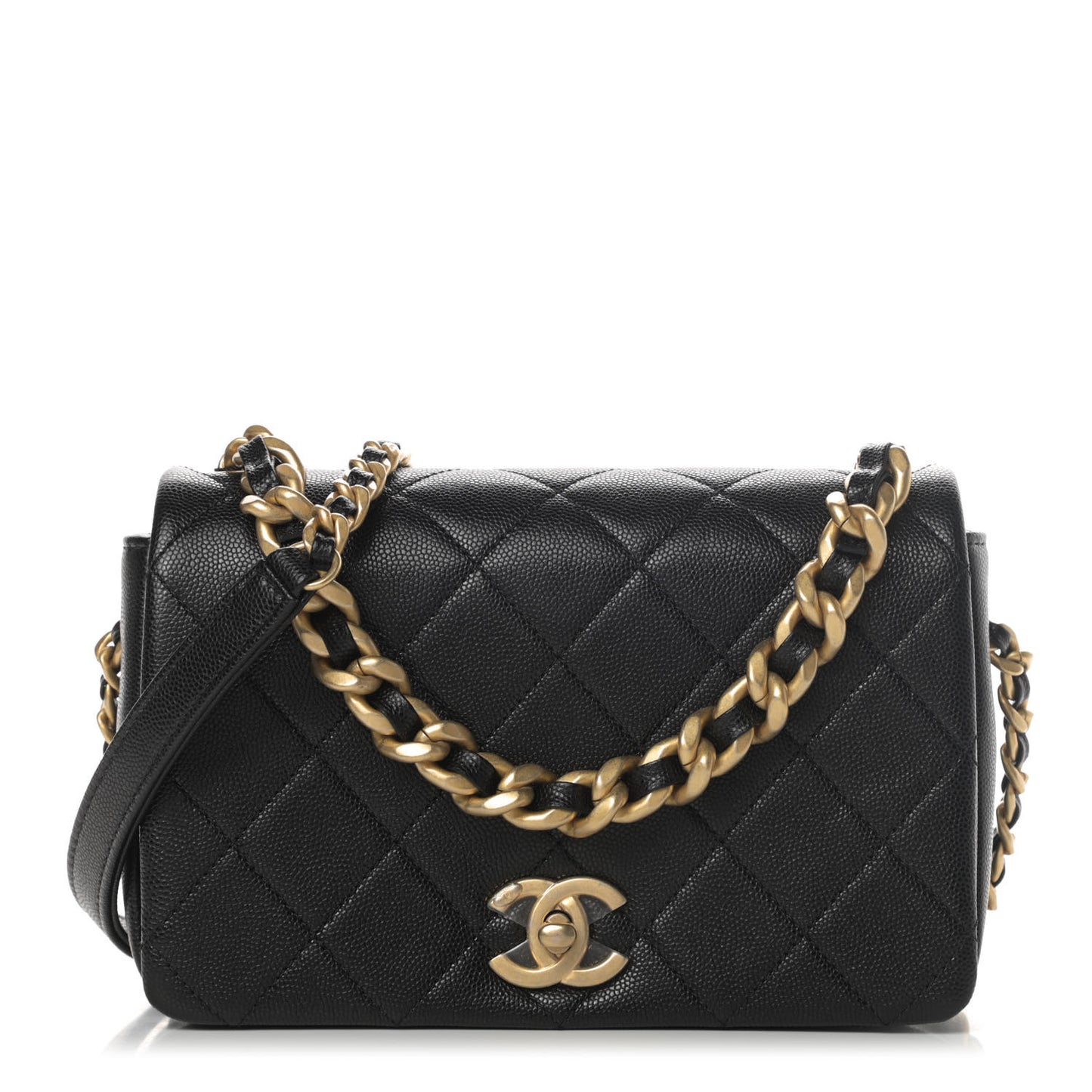 Caviar Quilted Small Fashion Therapy Flap Bag Black