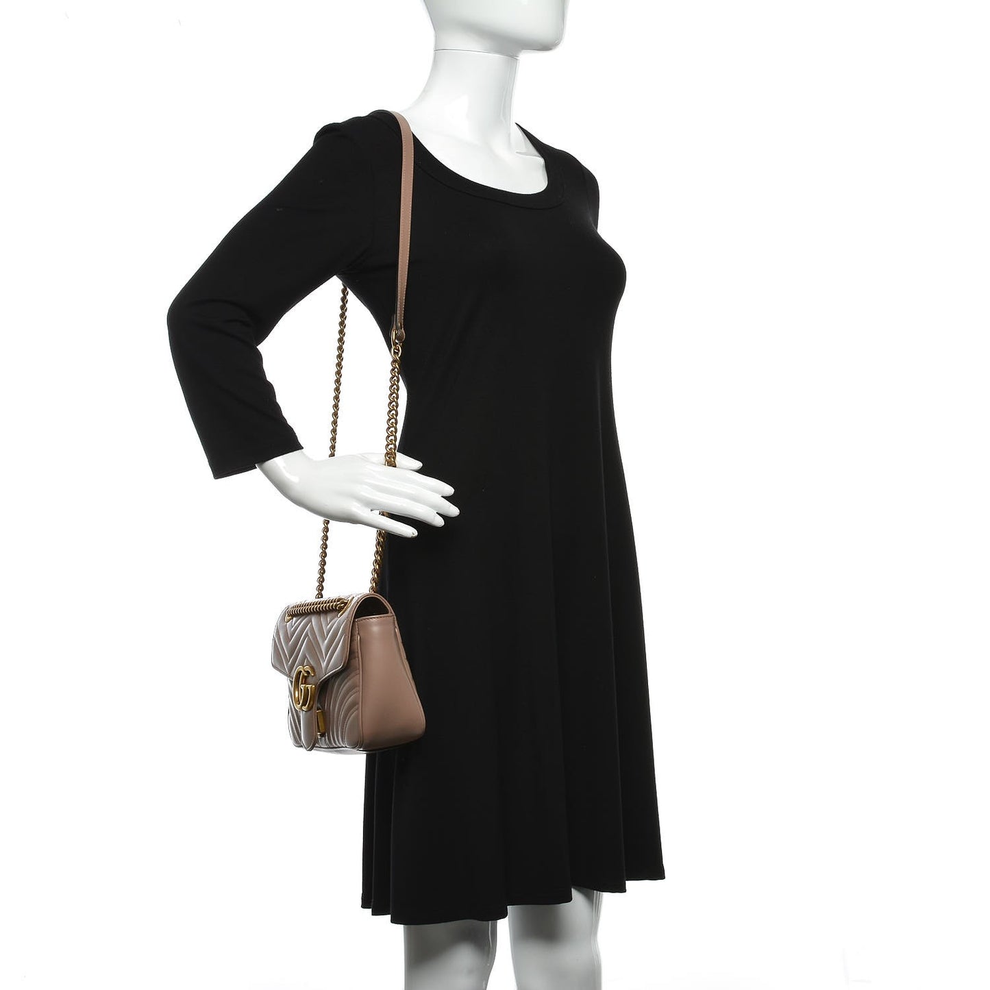 Calfskin Matelasse Small GG Marmont Shoulder Bag Porcelain Rose