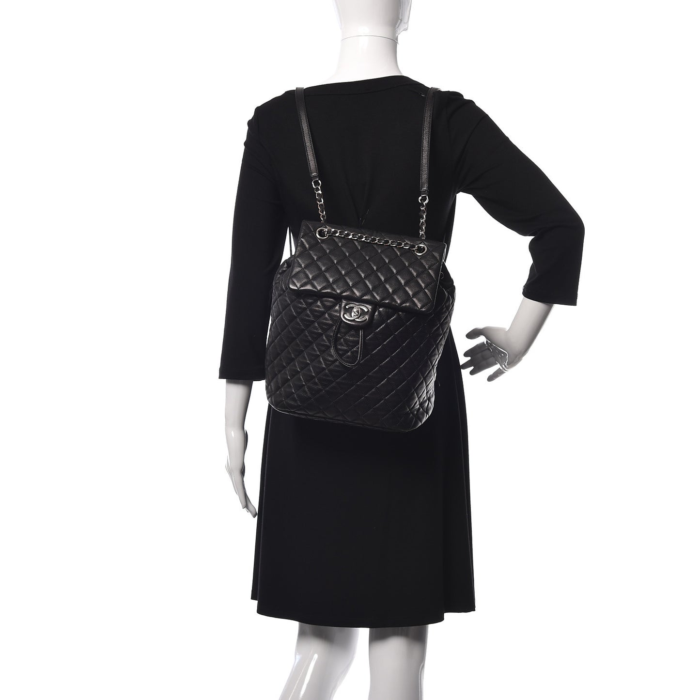 Calfskin Quilted Large Urban Spirit Backpack Black