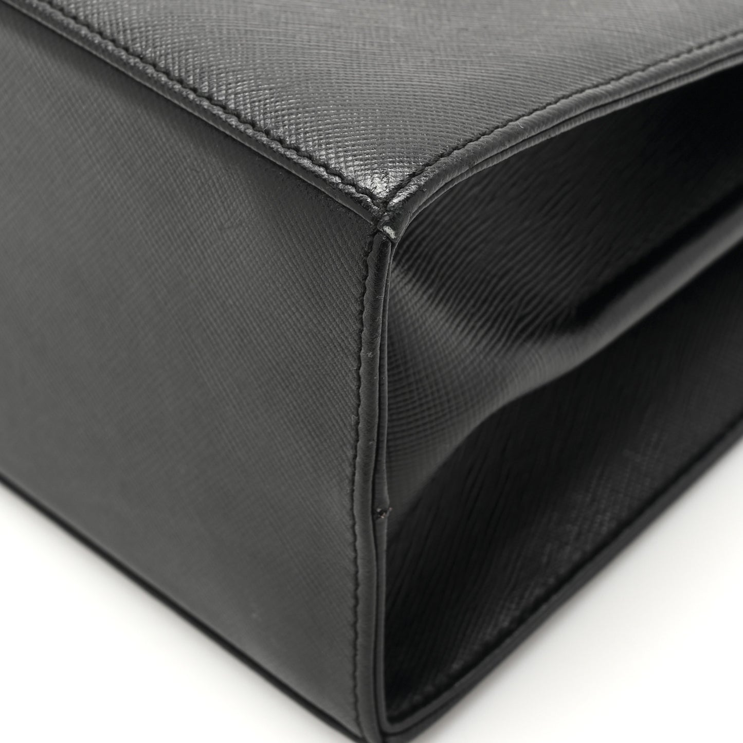 Hammered Calfskin Small Iconic Top Handle Bag Black