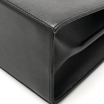 Salvatore Ferragamo Hammered Calfskin Small Iconic Top Handle Bag Black 9 of 12