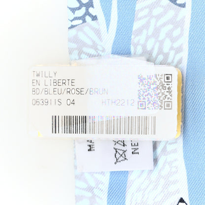 Hermes Silk En Liberte Twilly Bleu Rose Brun 3 of 4
