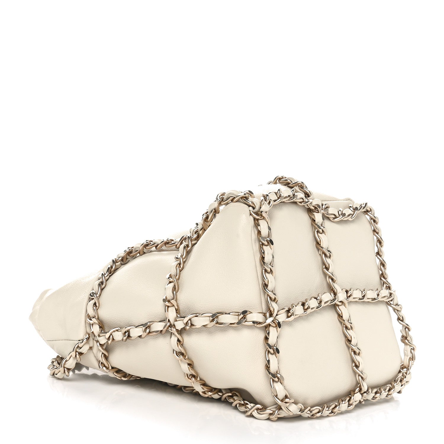 Chanel Lambskin Bucket Chain Drawstring Bag Beige 4 of 10