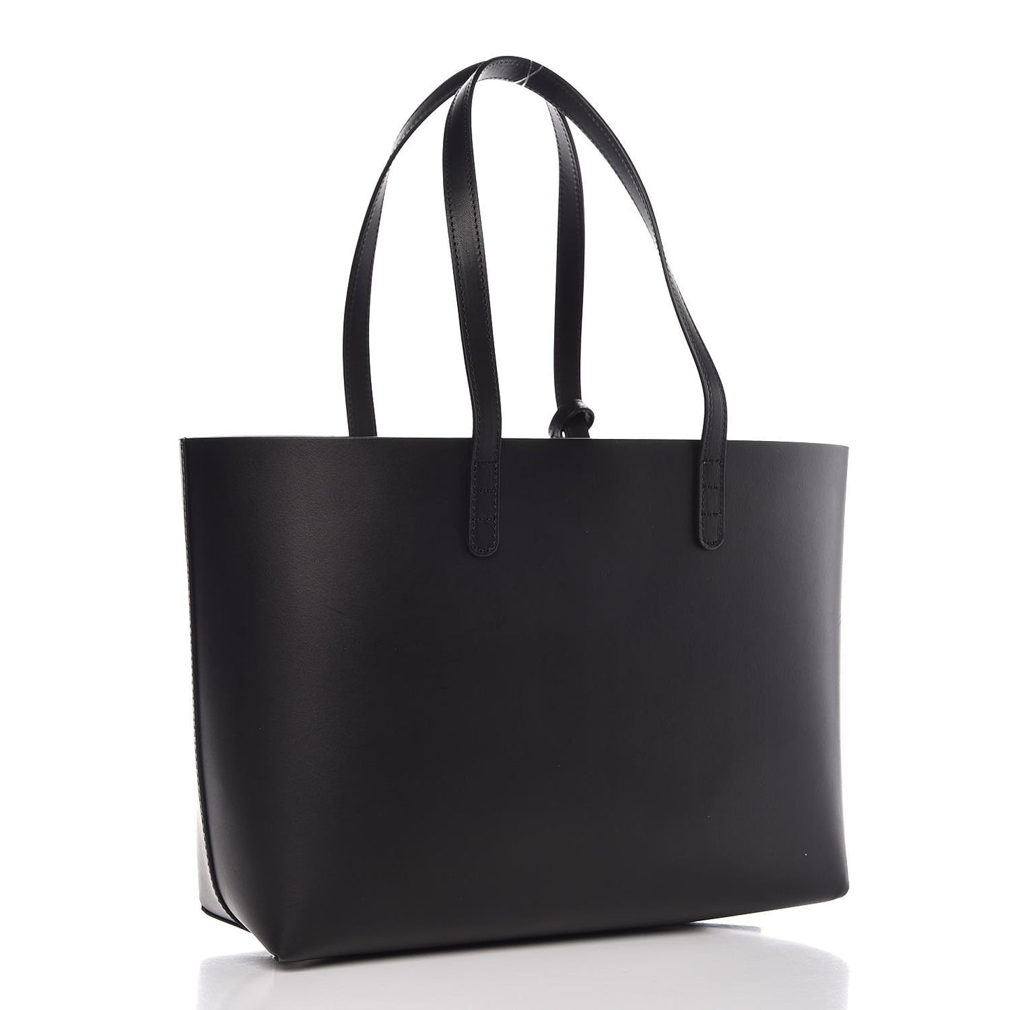 Calfskin Small Shopping Tote Black Flamma
