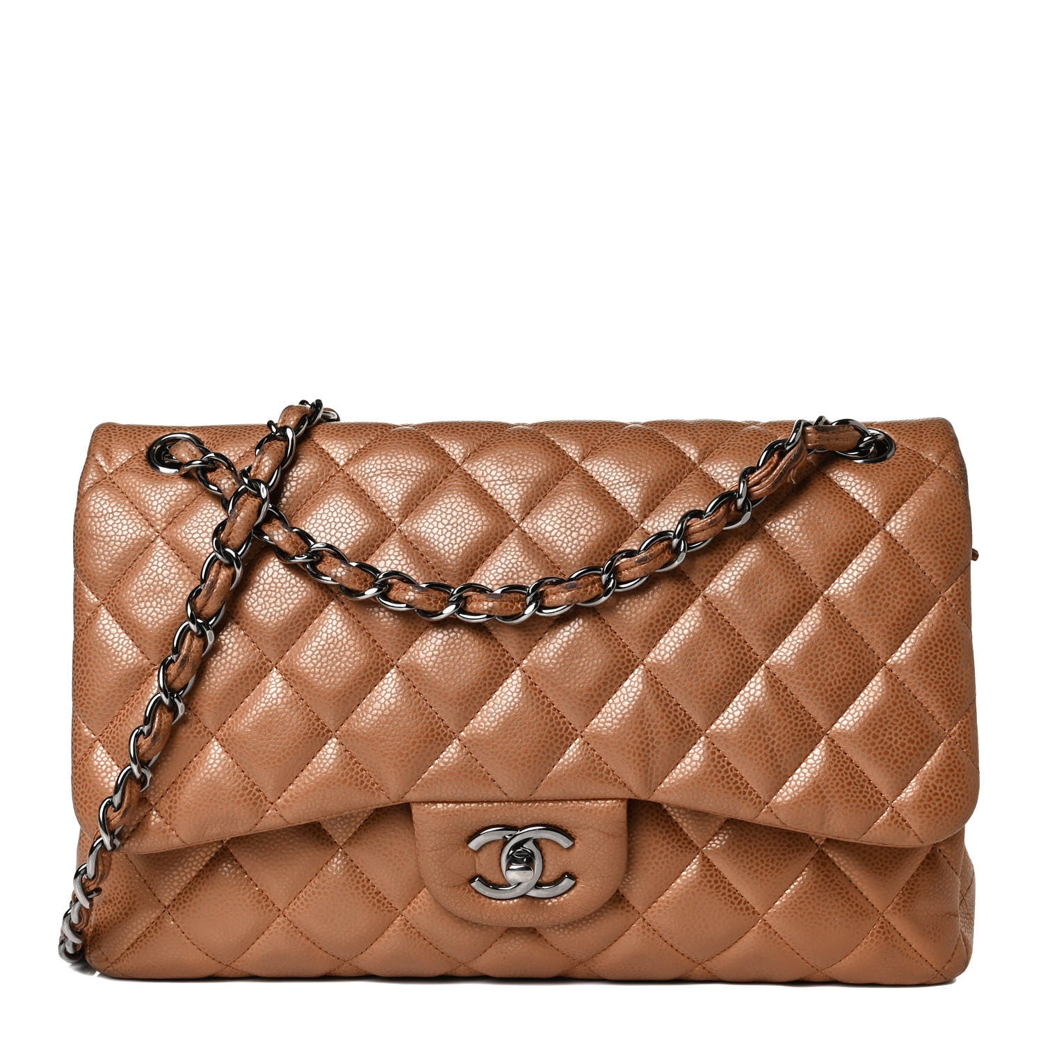 Chanel Metallic Caviar Quilted Jumbo Double Flap Copper 1 of 24
