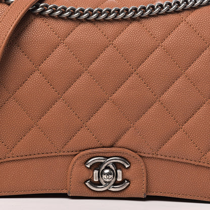 Chanel Washed Caviar Quilted Large Turn Around Ligne Flap Camel 17 of 17