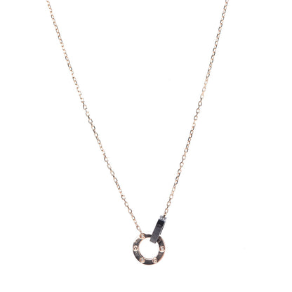 Cartier 18K Pink Gold Black Ceramic Diamond Interlocking LOVE Necklace 1 of 14