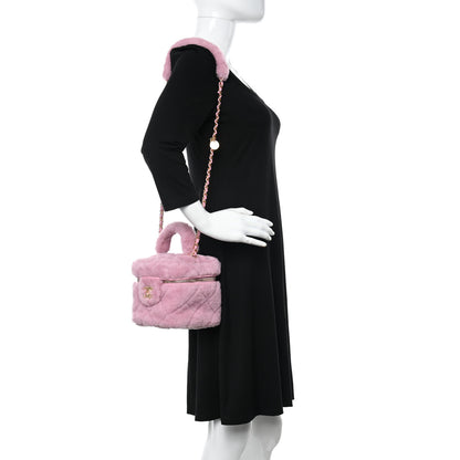 Chanel Shearling Lambskin Quilted Small CC Vanity Case Pink 2 of 10