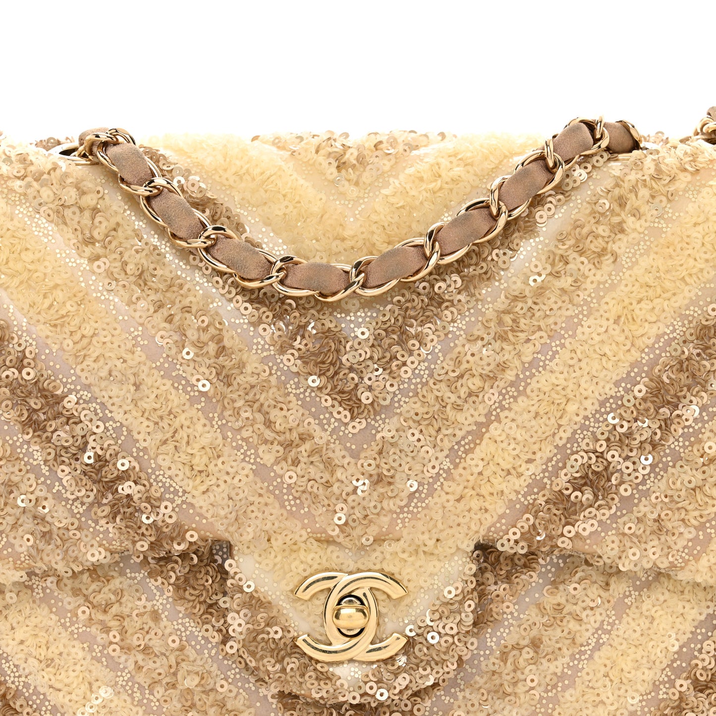 Sequins Chevron Flap Gold
