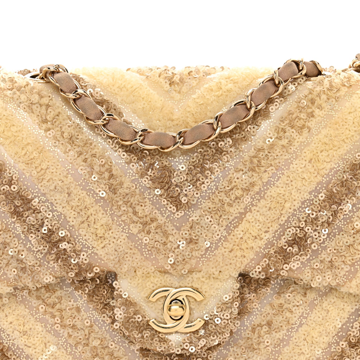 Chanel Sequins Chevron Flap Gold 8 of 13
