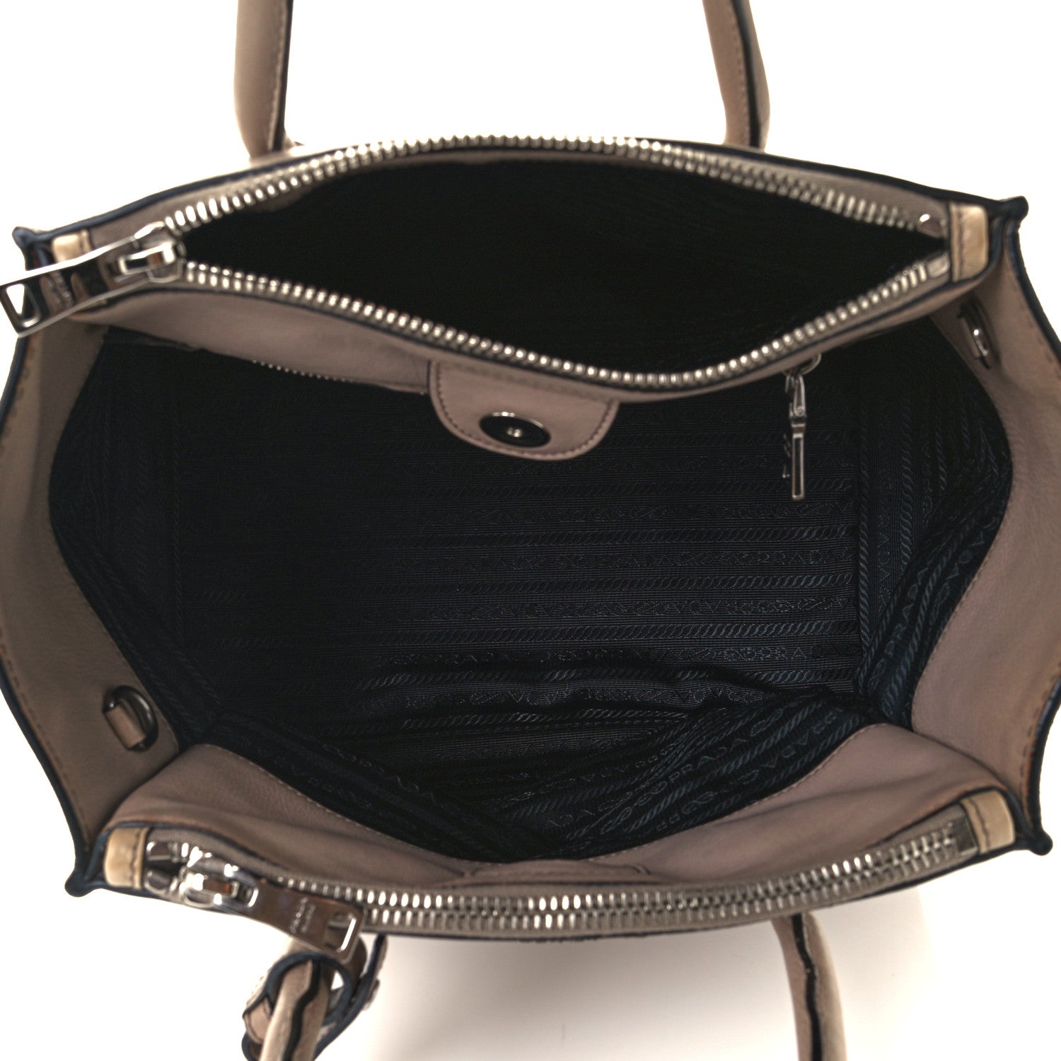 Prada Glace Calf Suede Twin Pocket Tote Pomice 5 of 10