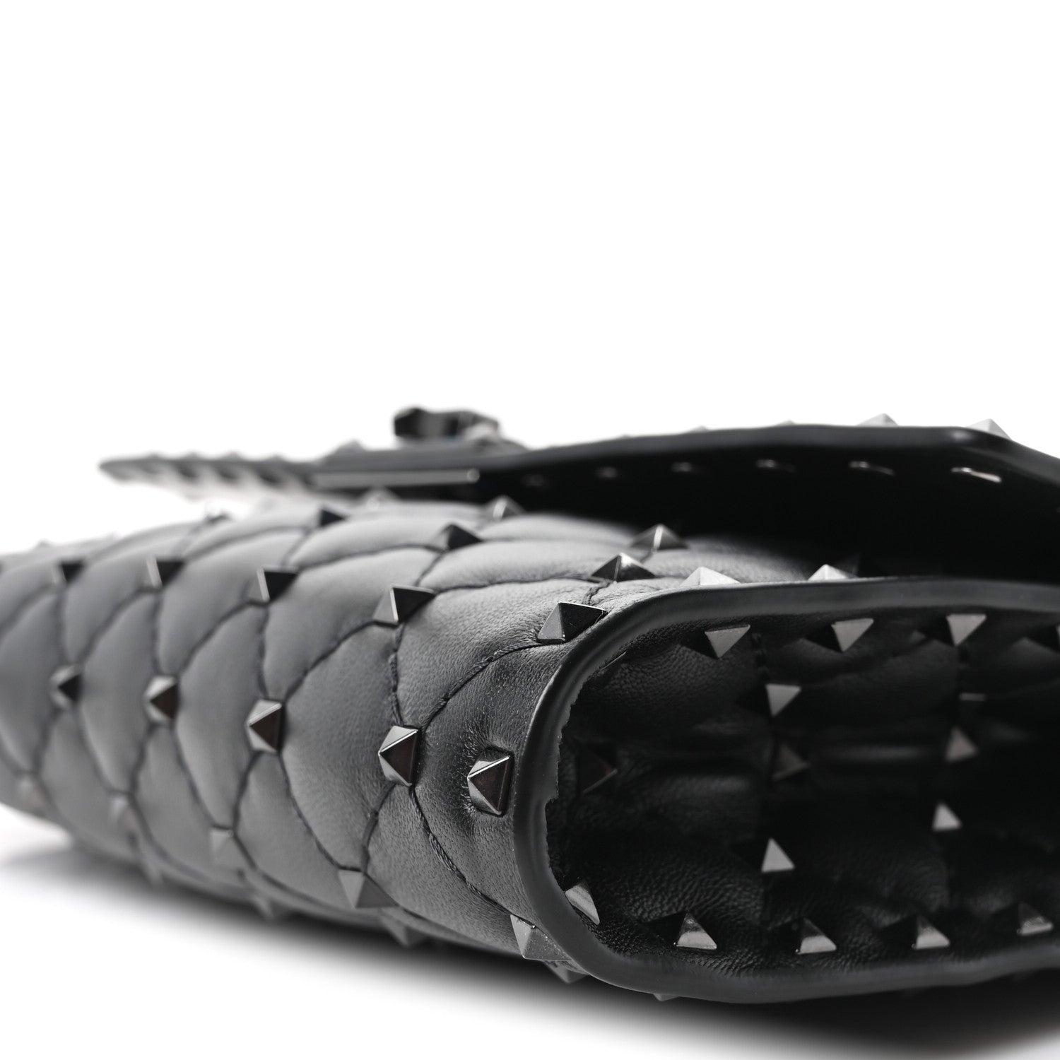 Valentino Garavani Lambskin Rockstud Spike Wallet on Chain Black 9 of 9