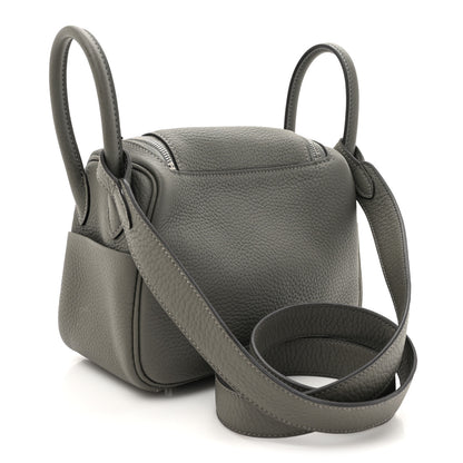 Hermes Taurillon Clemence Mini Lindy 20 Gris Meyer 2 of 12
