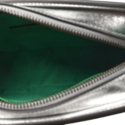 Gucci Laminated Textured Dollar Calfskin Good Game Interlocking G Top Handle Shoulder Bag Silver 5 of 10