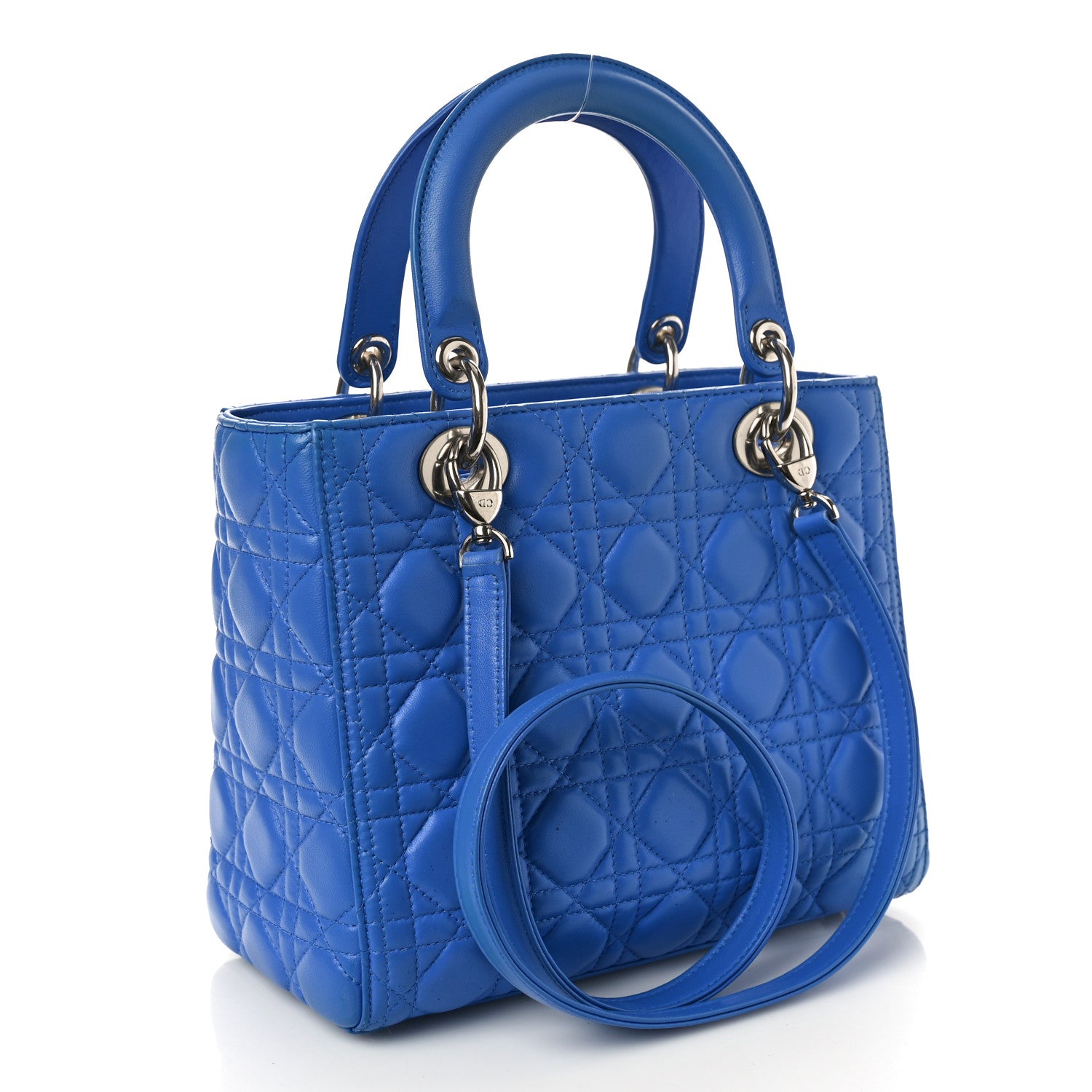 Christian Dior Lambskin Cannage Medium Lady Dior Blue 3 of 10