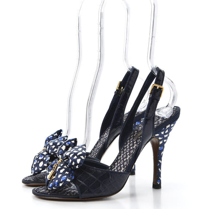 Louis Vuitton Crocodile Silk Bow Lock Slingback Pumps 37 2 of 9