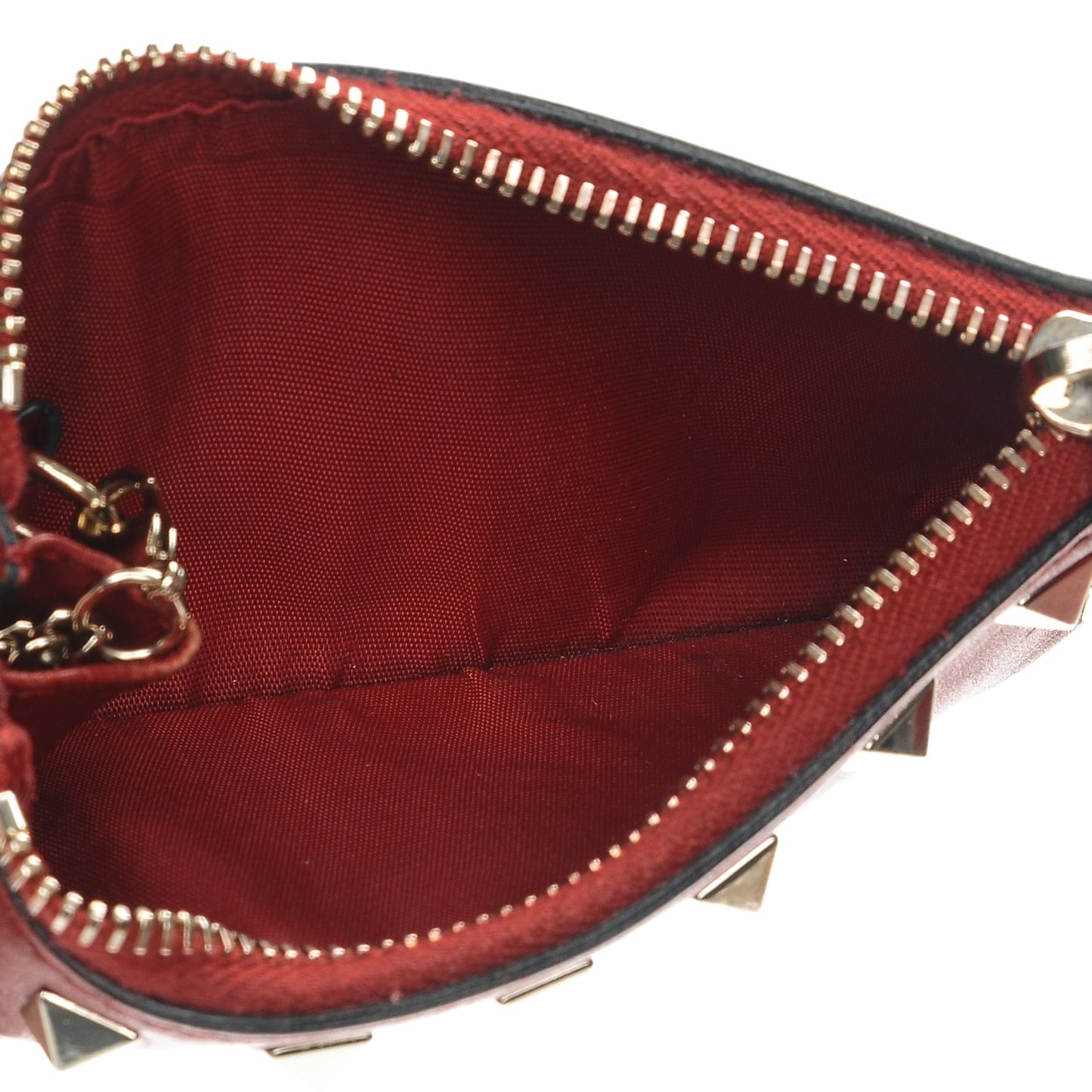 Vitello Rockstud Key Coin Case Card Holder Red