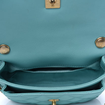 Chanel Calfskin Quilted Top Handle Flap Light Blue 4 of 13