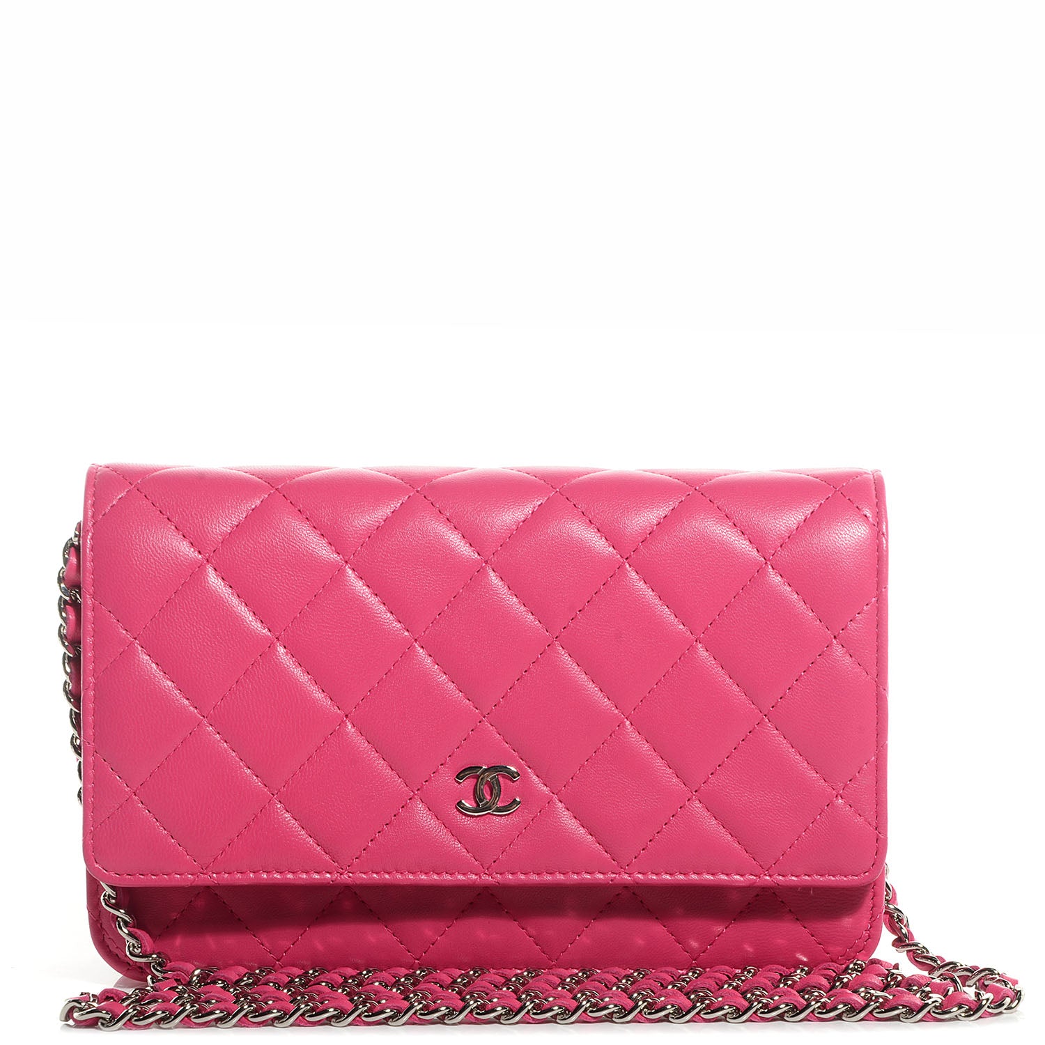 Chanel Lambskin Quilted Wallet On Chain WOC Dark Pink 1 of 9