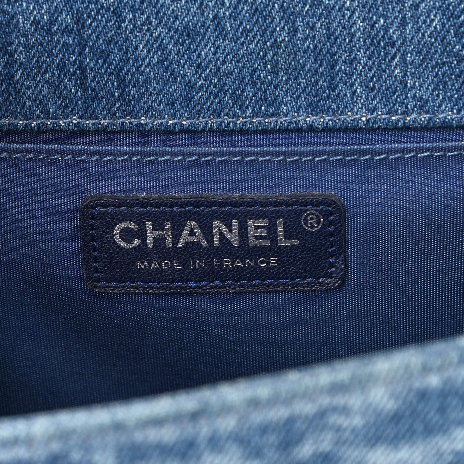 Chanel Cotton Tweed Denim Medium Boy Flap Light Green Light Blue 7 of 10