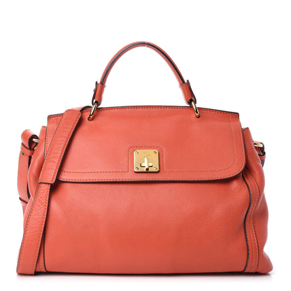 MCM Grained Calfskin Top Handle Satchel Orange 1 of 16