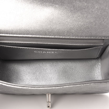 Chanel Metallic Caviar Quilted Mini Top Handle Rectangular Flap Silver 5 of 10