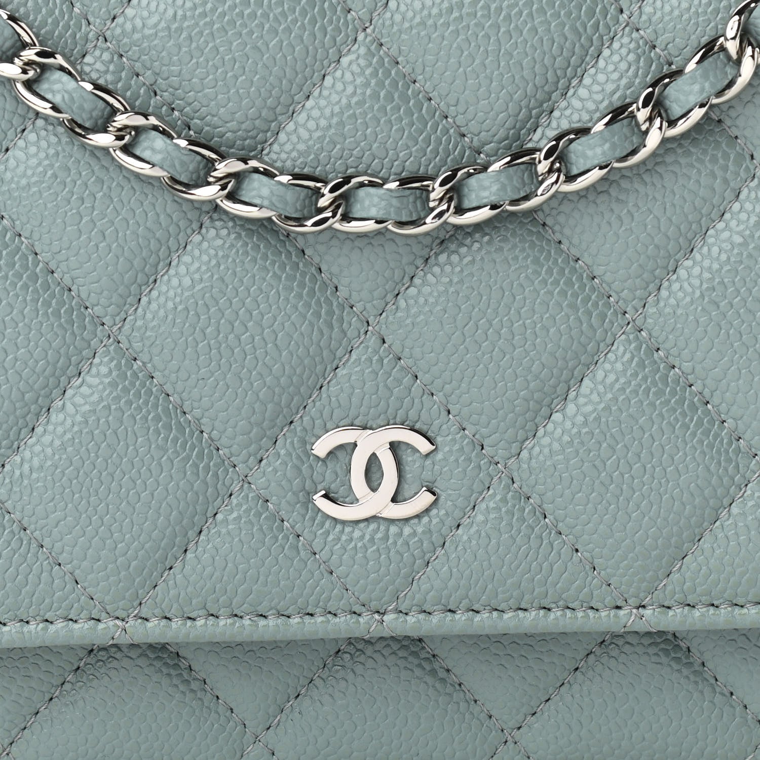 Chanel Caviar Quilted Wallet On Chain WOC Light Blue 8 of 11