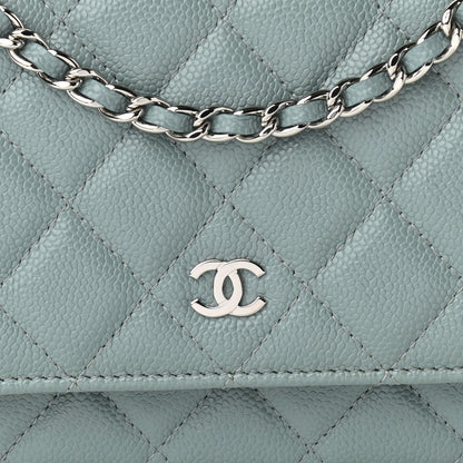 Chanel Caviar Quilted Wallet On Chain WOC Light Blue 8 of 11