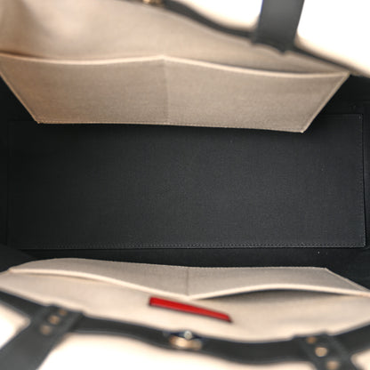 Valentino Garavani Canvas Calfskin VLTN Print Small Rockstud Tote Naturale Black 5 of 9