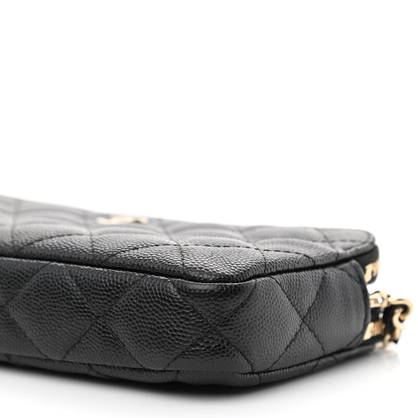 Caviar Quilted Small Clutch With Chain Black