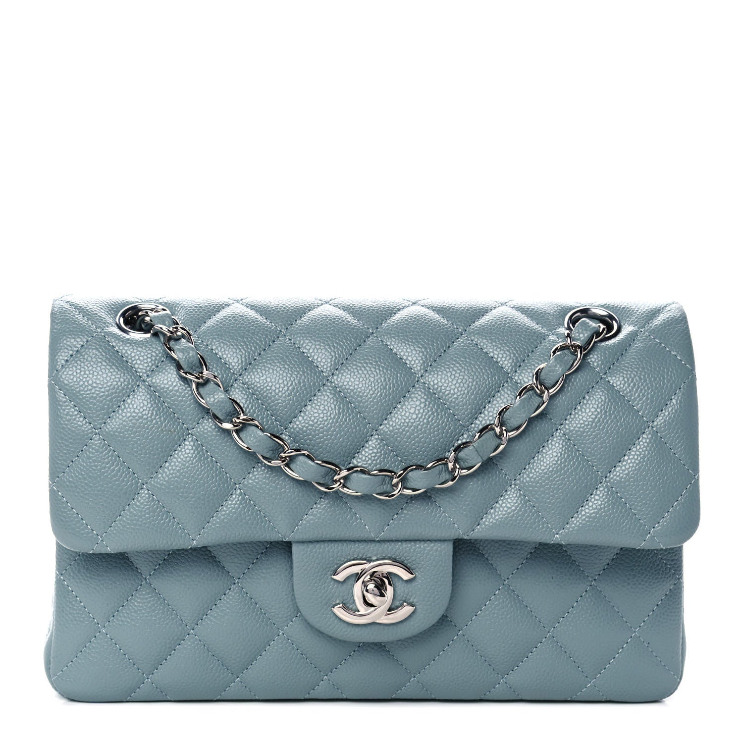 Chanel Caviar Quilted Small Double Flap Light Blue 1 of 11