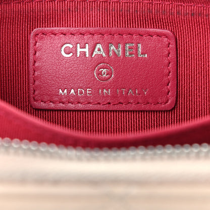 Chanel Aged Calfskin Quilted Gabrielle Zip Around Coin Purse Wallet Beige Black 6 of 12