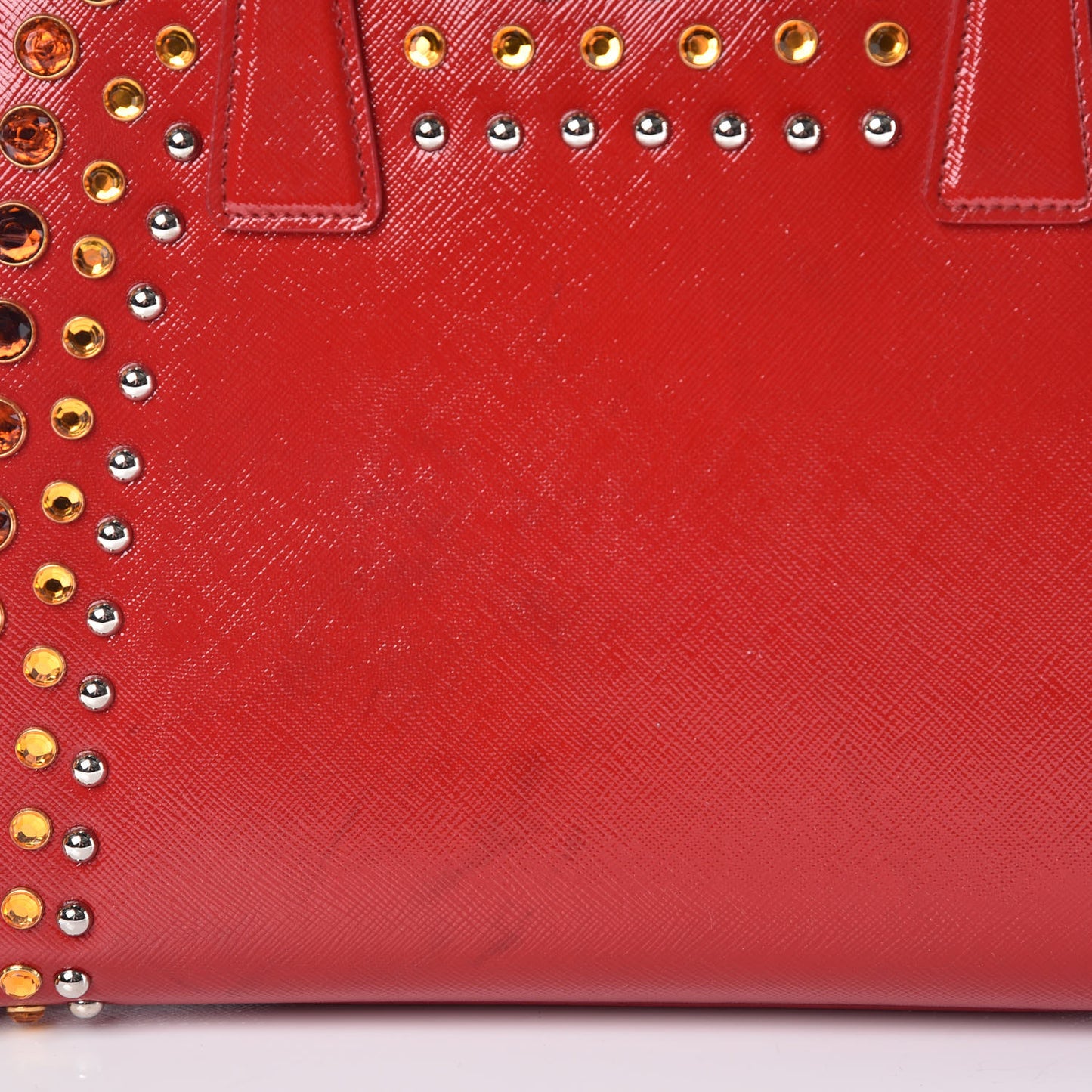 Saffiano Vernice Crystal Pyramid Bag Rosso