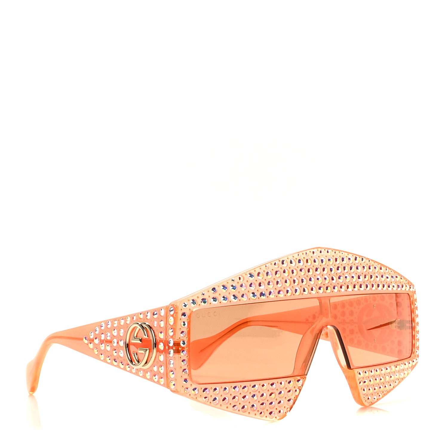 Gucci Crystal Rectangular Frame Sunglasses GG0357S Orange 6 of 6