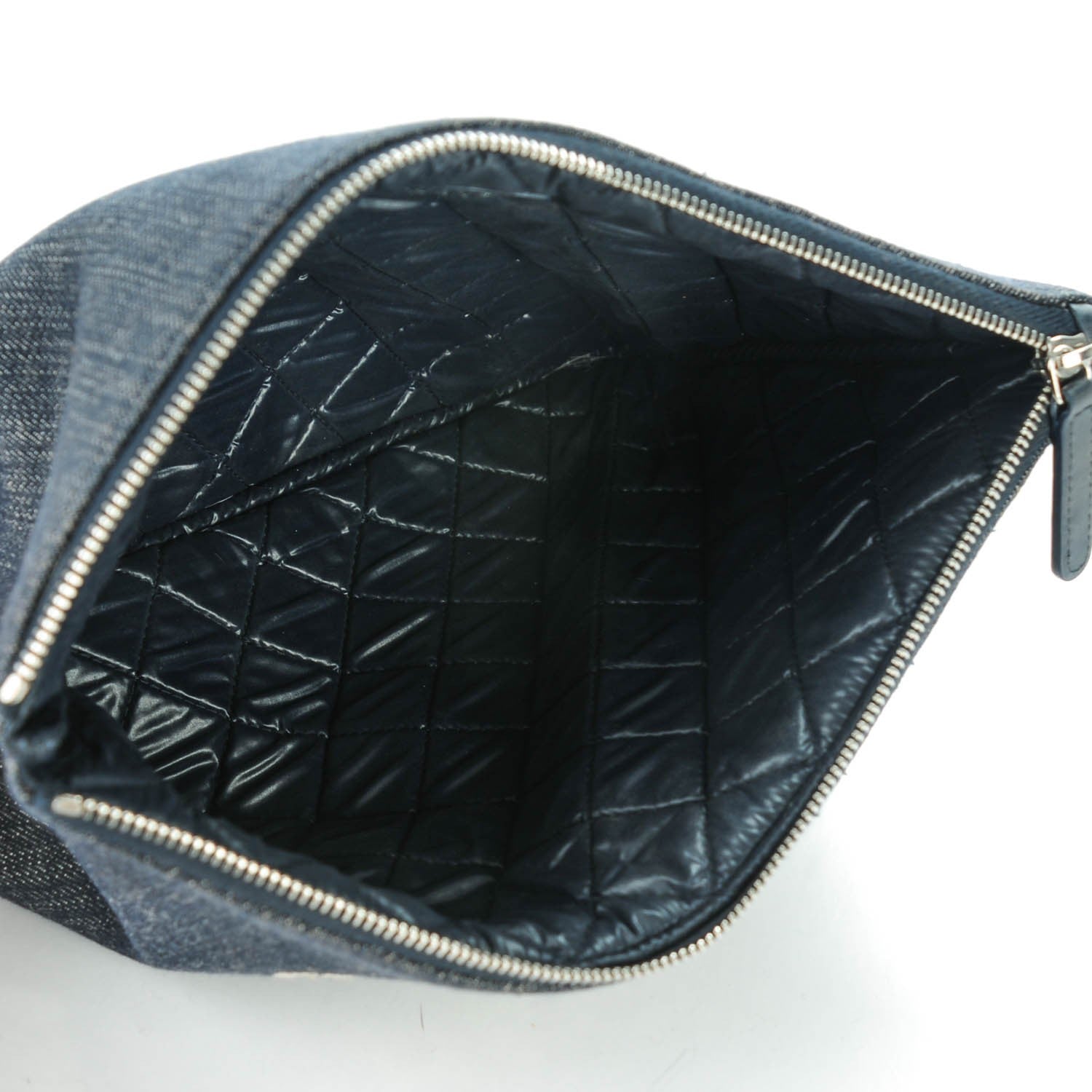 Chanel Denim Large Deauville Pouch Dark Blue 5 of 7
