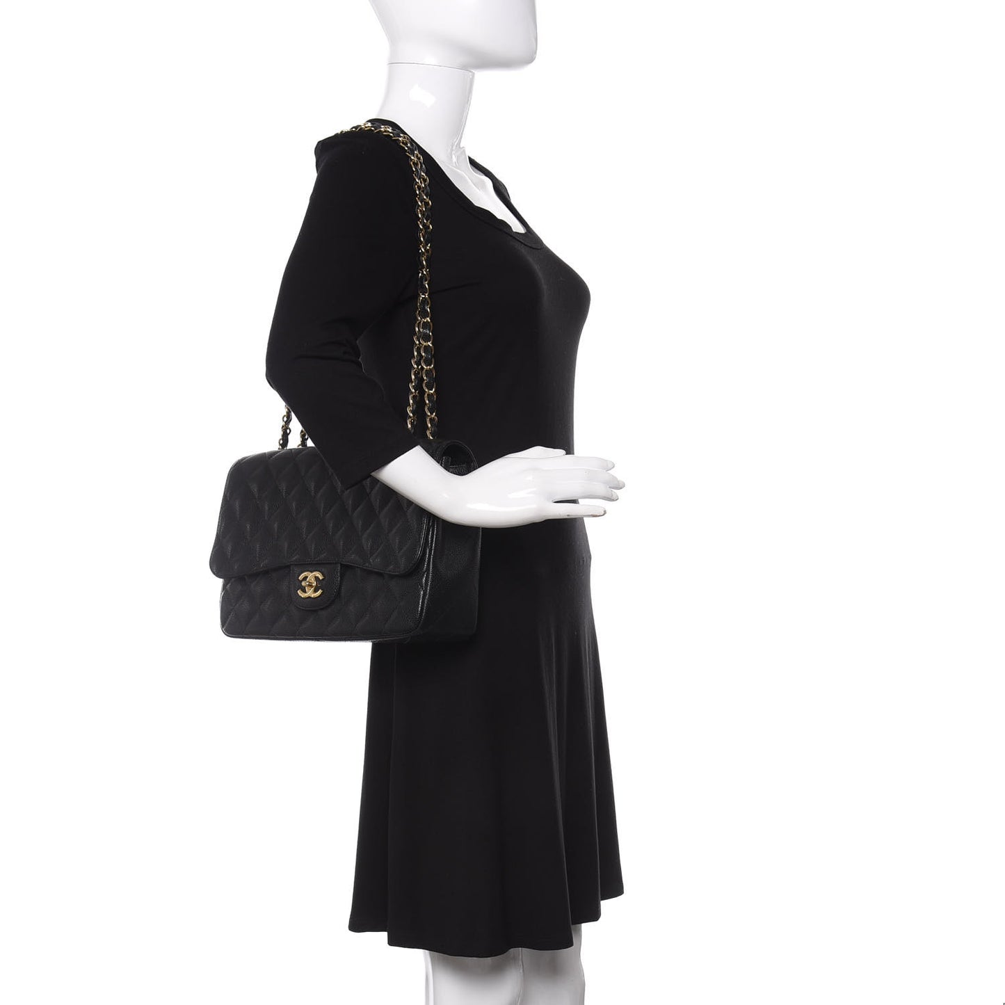 Caviar Quilted Jumbo Single Flap Black