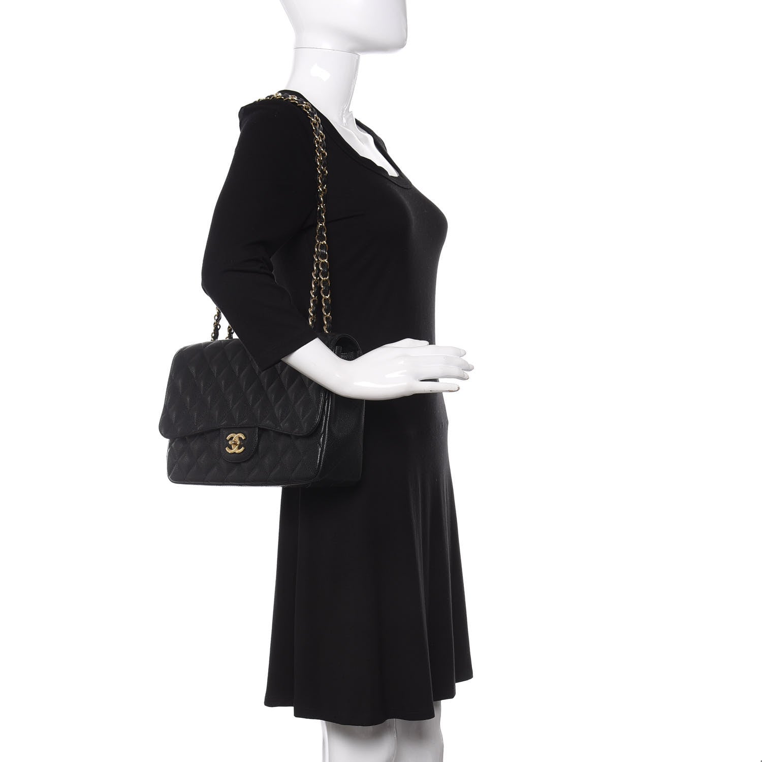 Chanel Caviar Quilted Jumbo Single Flap Black 2 of 10