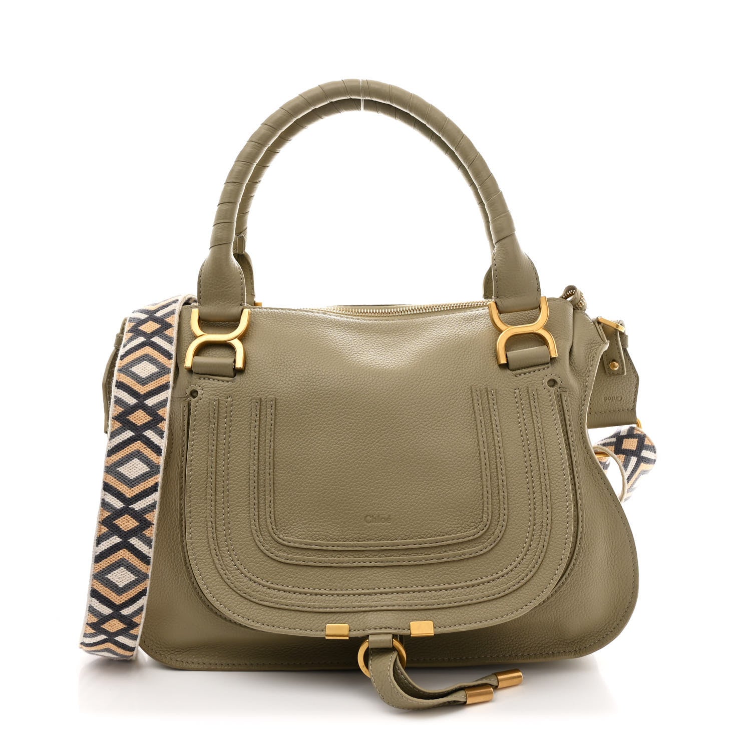 Chloe Calfskin Braided Medium Marcie Double Carry Slate Green 1 of 11