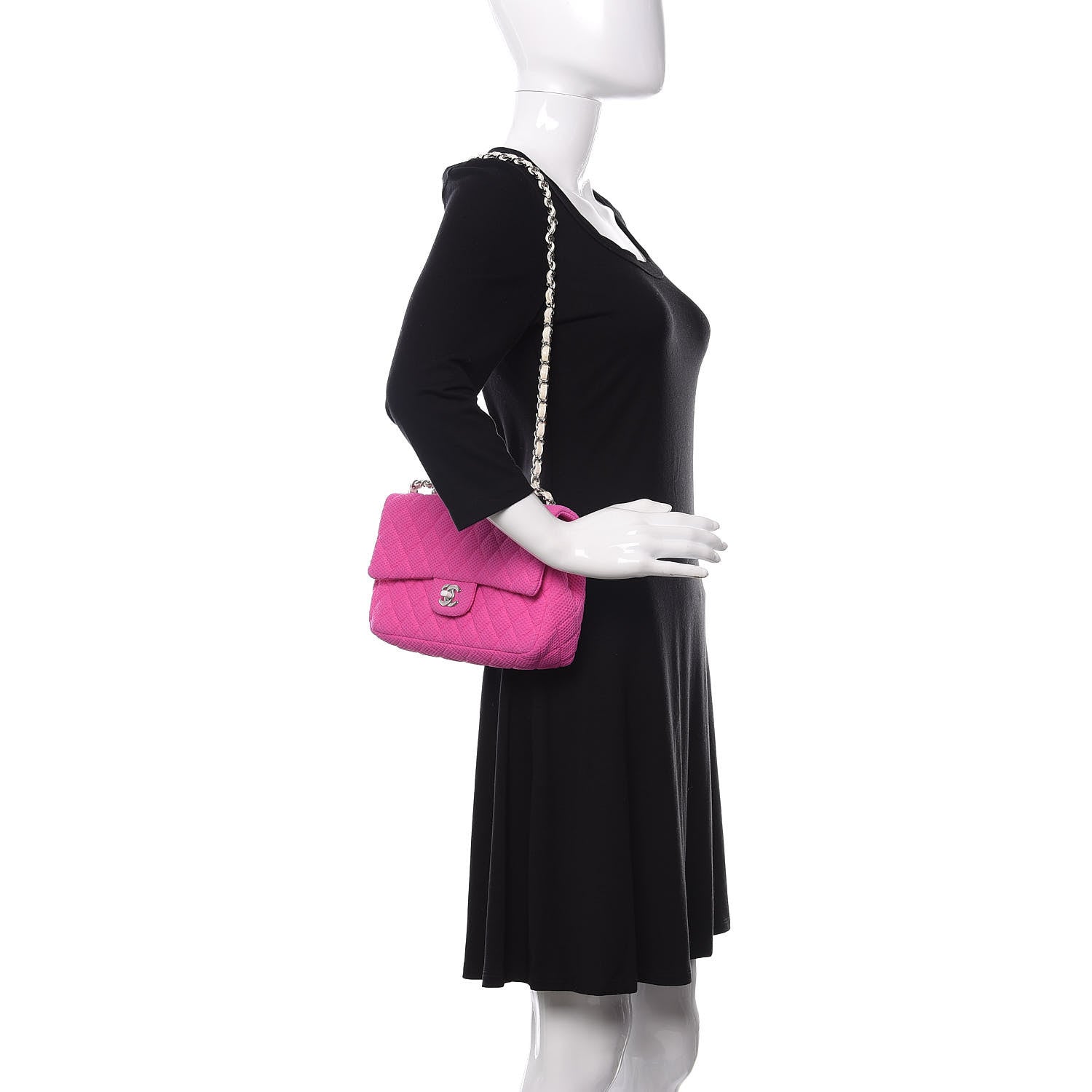 Chanel Neoprene Quilted Medium Single Flap Pink 2 of 10