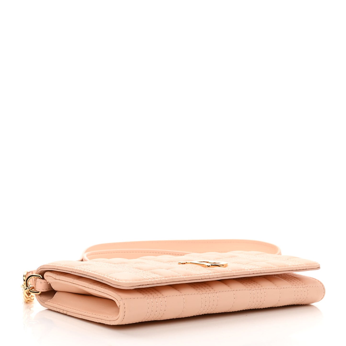 Lambskin Quilted Lola Chain Wallet Peach Pink