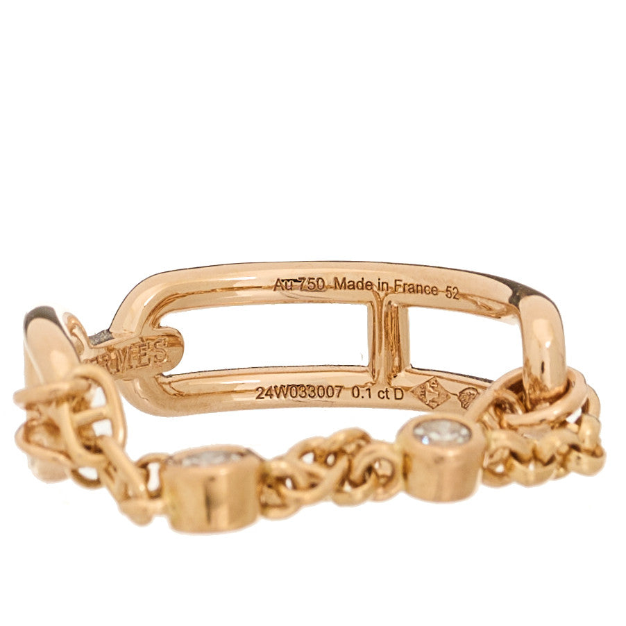Hermes 18K Rose Gold Diamond PM Chaine d'Ancre Chaos Ring 52 6 5 of 6
