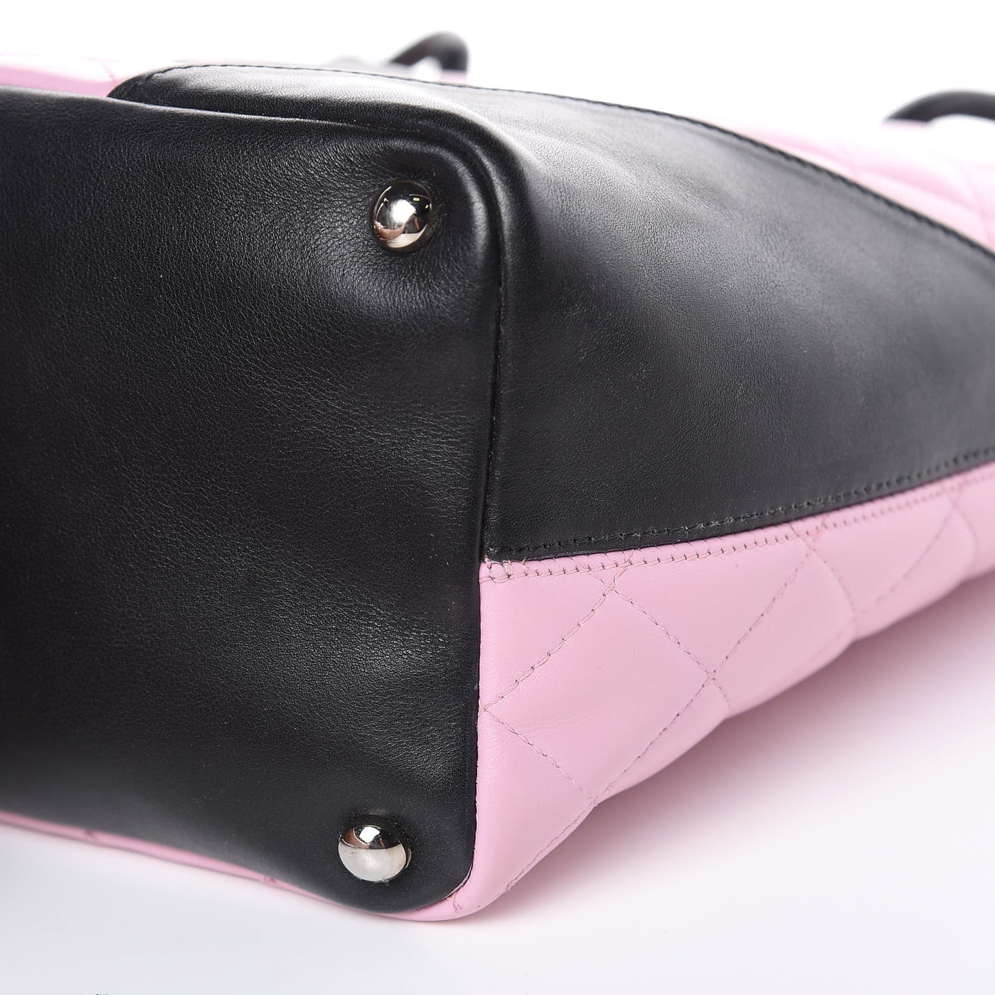 Calfskin Quilted Medium Cambon Tote Pink Black